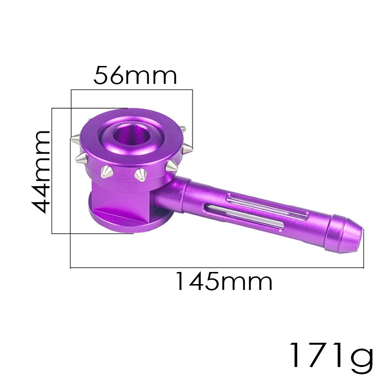 Punk Style Spiked Metal Pipe, Edgy Spiked Hammer Pipe, Multi-color Aluminum Spiked Hand Pipe, Glass Stem Metal Smoking Pipe