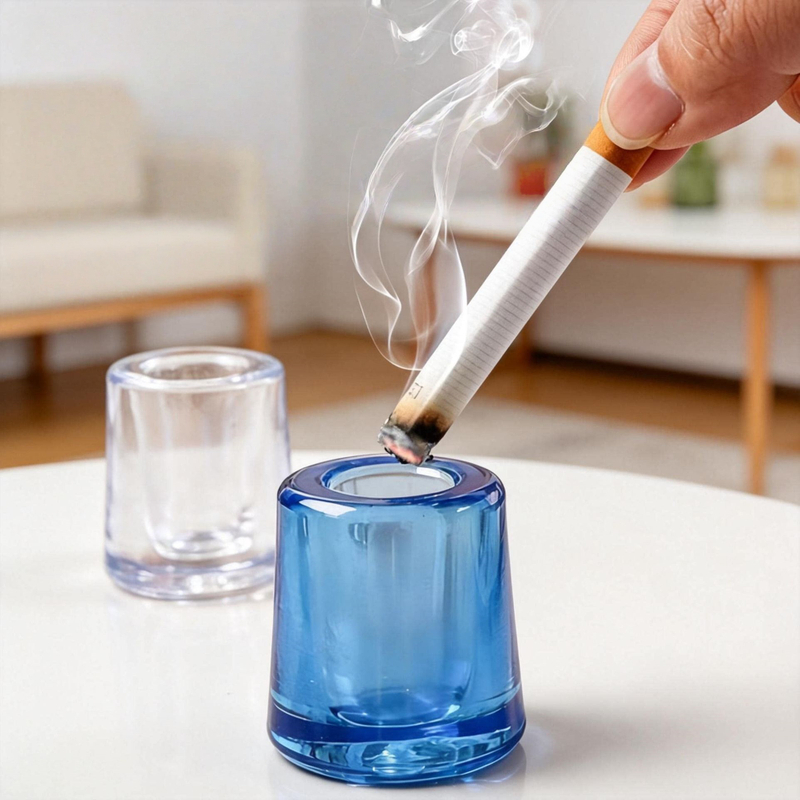 Modern Minimalist Hassle-free Cleaning Solid Base Crystal Transparent Glass Snuffer Extinguisher for Smoking
