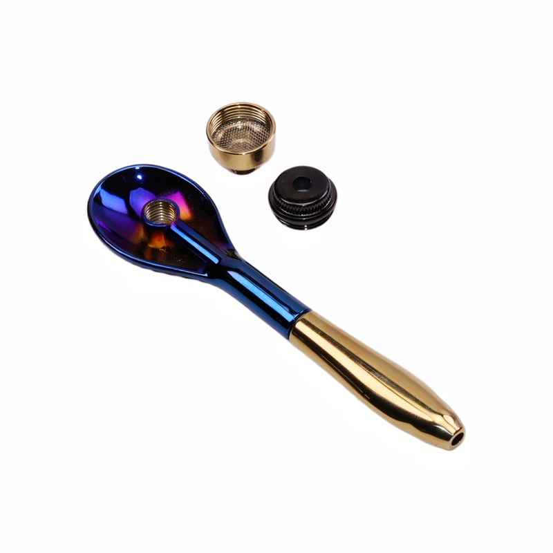 Detachable Portable Rainbow Metal Smoking Pipe Iridescent Gradient Spoon Smoking Pipe Two-Tone Smoking Pipe