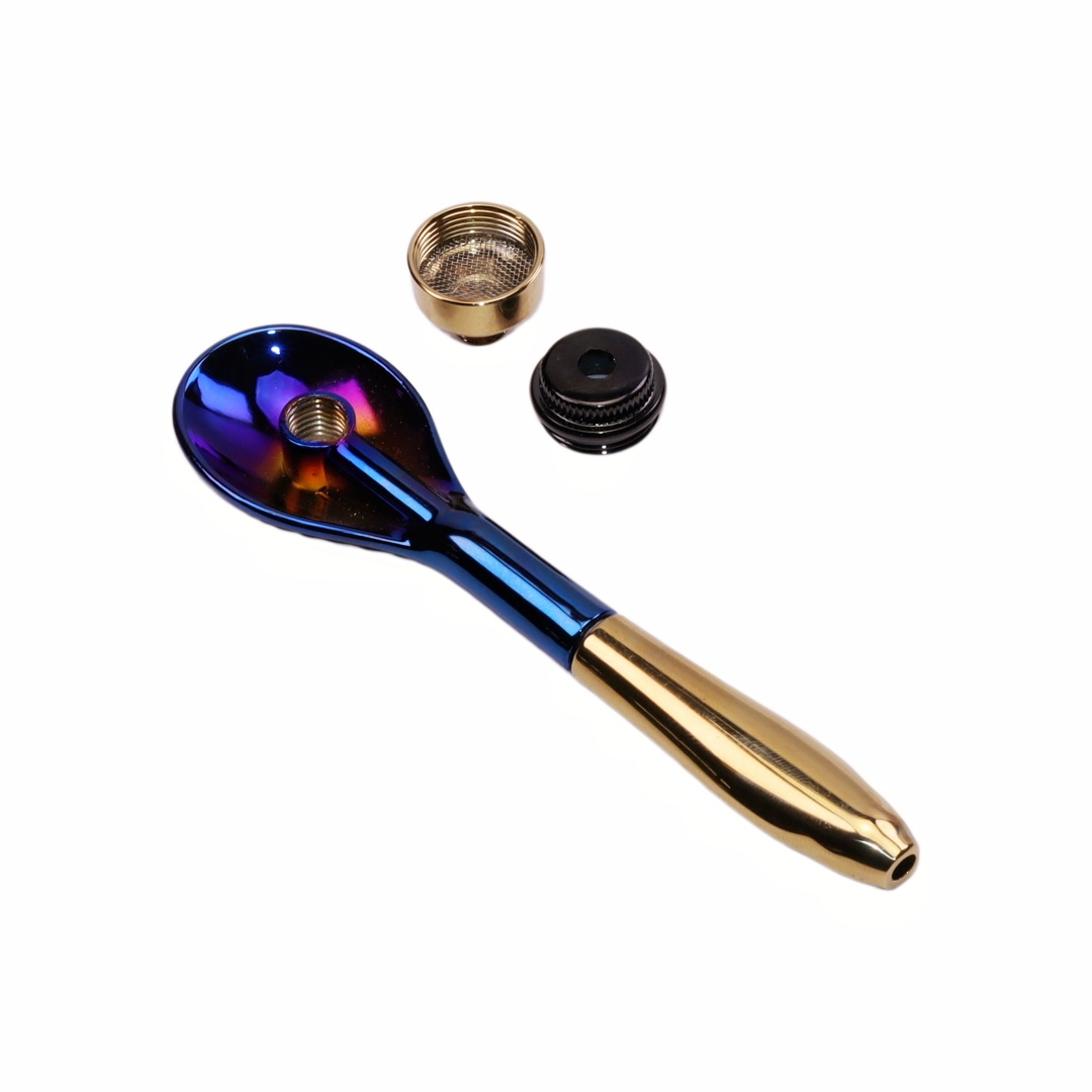 Detachable Portable Rainbow Metal Smoking Pipe Iridescent Gradient Spoon Smoking Pipe Two-Tone Smoking Pipe