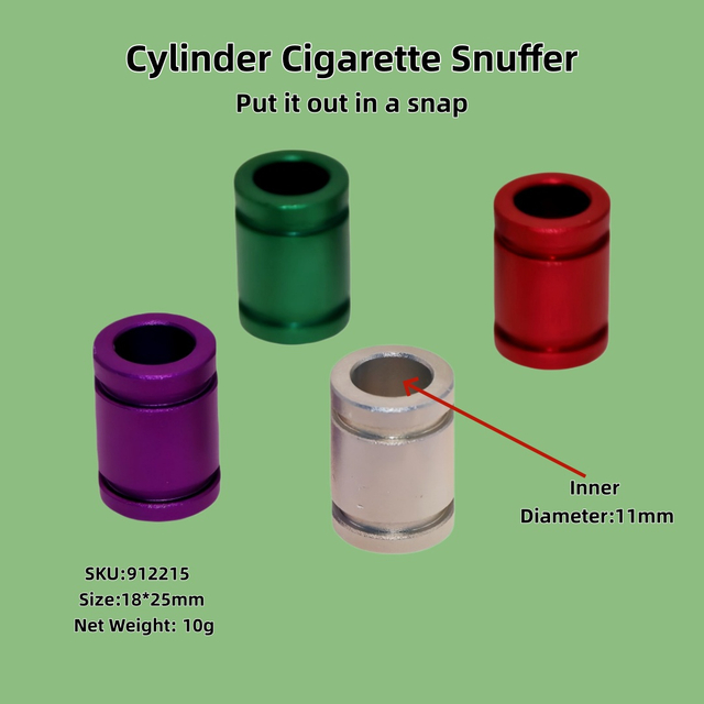 CNC Portable Durable Cylinder Shape Aluminum No Ash Cigarette Extinguisher Snuufer for Bar Home Office