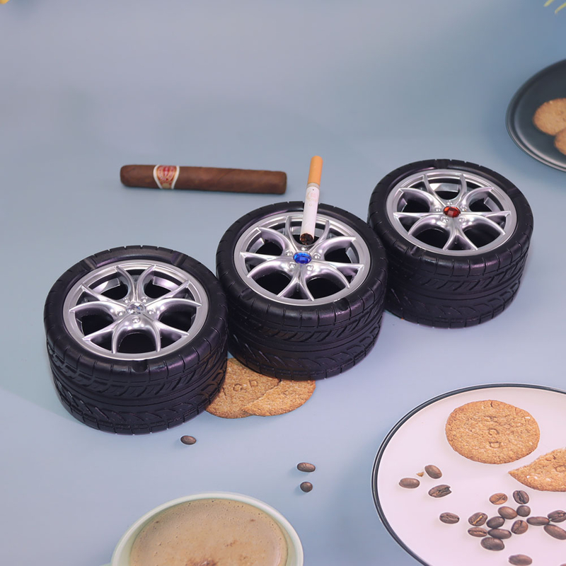 4" Diameter Novelty Auto Tire Decor Ashtray With Crystal Rhinestone for Home & Office