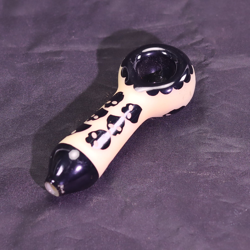 4 Inch Frosted Glass Hand Pipe with Skull Embossed Design Handheld Smoking Pipe with Matte Finish & 3D Skull Relief Pattern Trendy Cool Glass Pipe for Young Adults