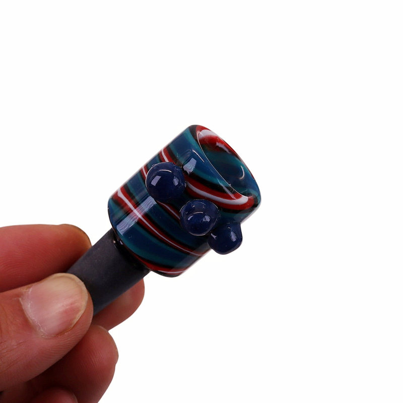 Hand Blown Colorful 14mm Male Joint Wig Wag Striped Glass Bowl for Glass Bongs Durable Smoking Water Pipe Accessory