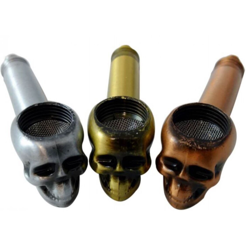 Durable Portable Gothic Retro Metal Detachable Skull Shape Tobacco Pipe With 2 Booklets Pipe Screen for Smoking