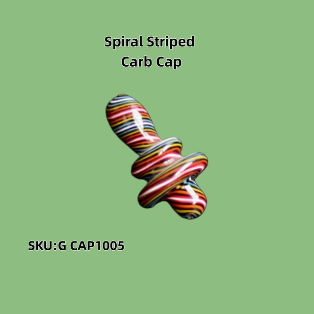 Hand Blown Colorful Spiral Striped Glass Carb Cap Dabber Tool for Glass Bong & Rig