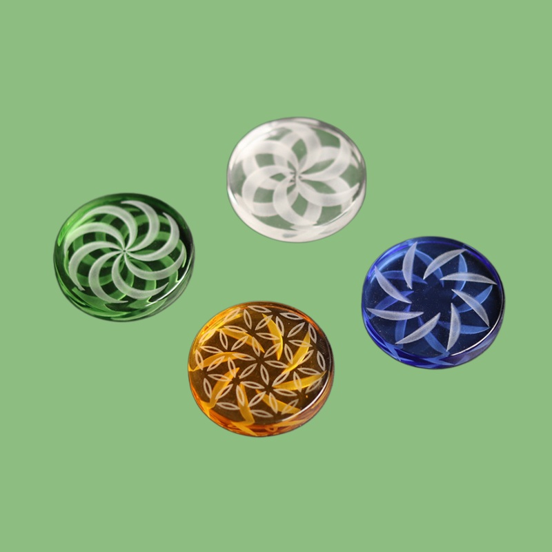 Etched Glass Carb Cap Flower of Life Pattern Dab Cap for Glass Bongs & Rigs 