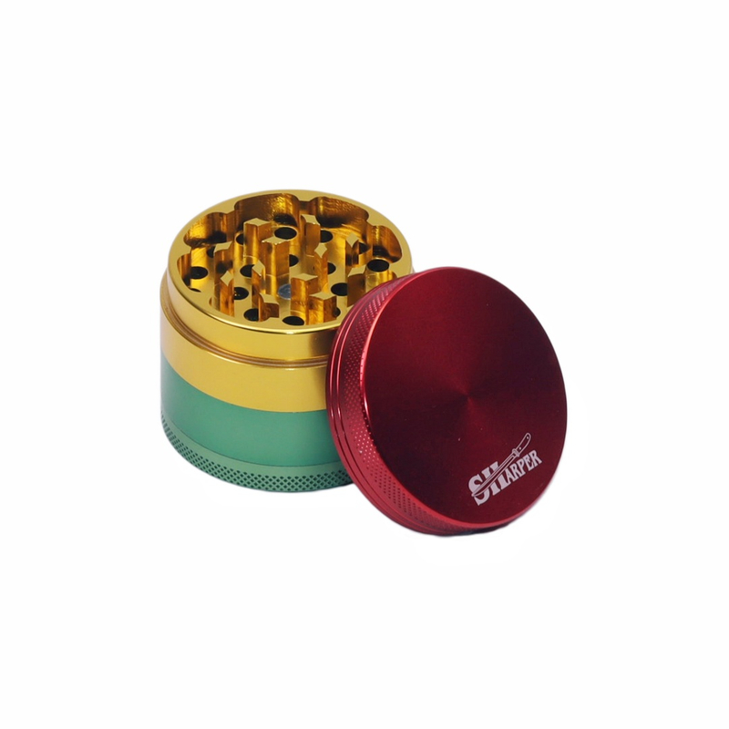 Shaper 2.0” Rasta 4 Layer Solid Aluminum Sharp Teeth Tobacco Spice Herb Grinder Handmuller Crusher Shredder