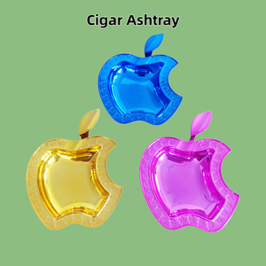 Portable Durable Premium Luxury Apple Shaped Mirror Blue Zinc Alloy Cigar Ashtray for Home Office Gift