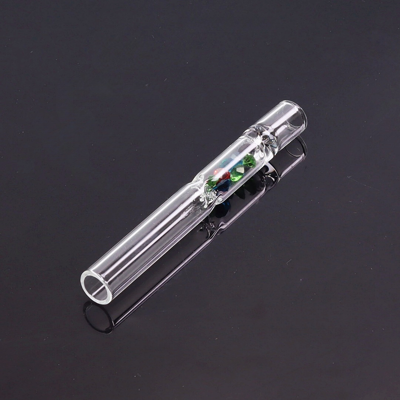 Glass One Hitter with Sparkling Gem Stones Portable Hand Pipe with Diamond Crystal Decoration OG Chillum