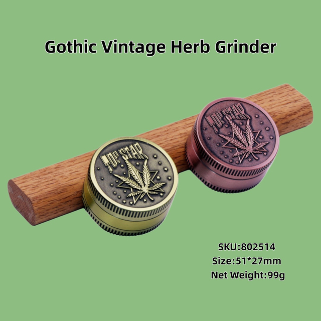Pop Star Design Grinder Vintage Herb Grinder with Leaf Design Zinc Alloy Weed Grinder for Smoking 4 Layer Tobacco Grinder with Magnetic Lid 