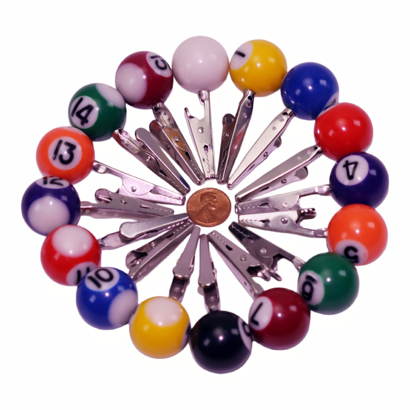 5 Pack Random Color Billiard Ball Roach Clip Pool Ball Design Roach Clip