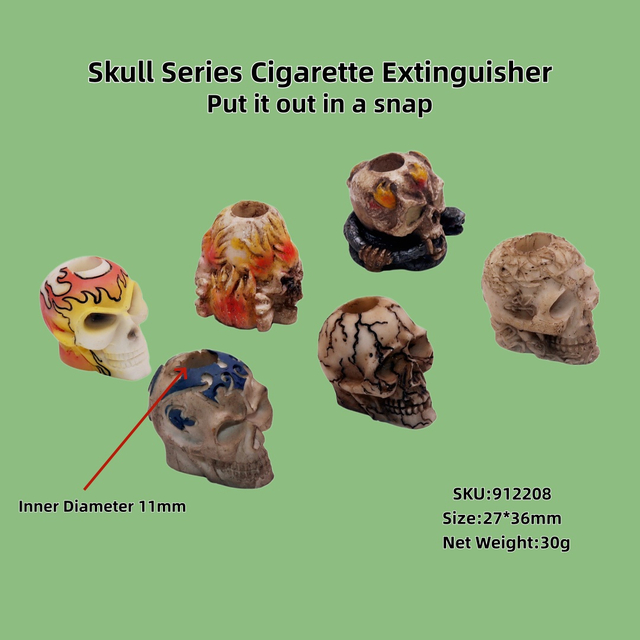 2 Pack Resin Pirate Skull Cigarette Snuffer Instant Cigarette Extinguisher for Ashtrays Resin Skull Smoking Accessories for Home Bar