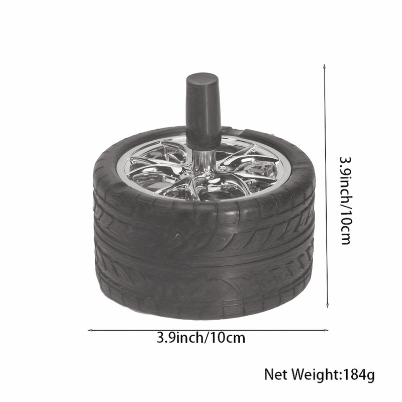 4" Diameter Smokeless Push Type Spinning Car Wheel Ashtray Press to Rotate Tire Ashtray for Home & Office