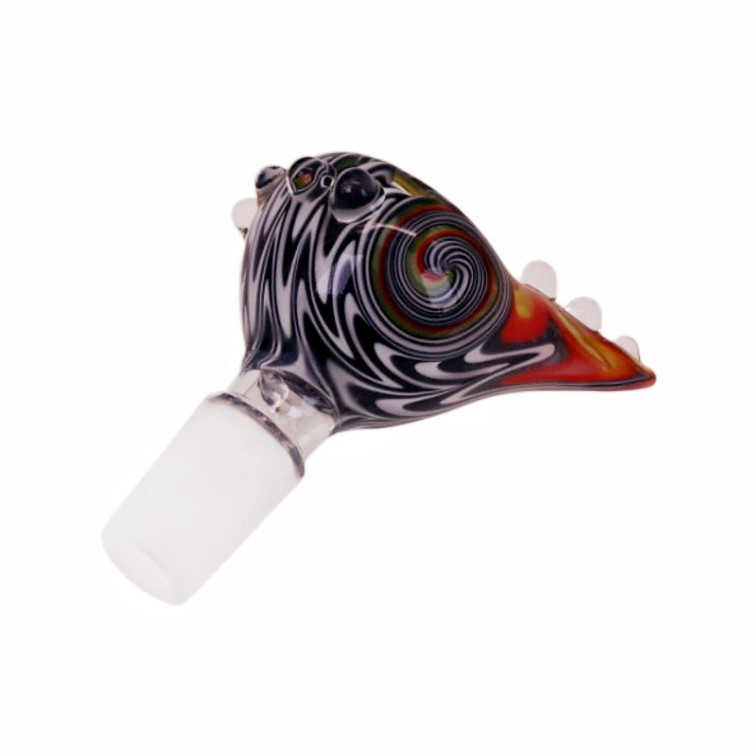 14mm Male Joint Hand Blown Artisan Wig Wag Swirl Glass Bowl Piece Herb Slide for 14mm Glass Bong