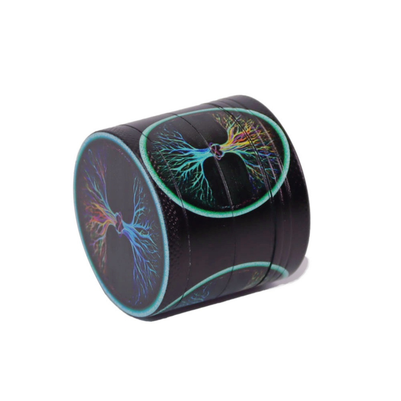 2 Inch Tree of Life Zinc Alloy Herb Grinder 4-Piece Colorful Printed Spice Grinder with Pollen Screen Durable Zinc Tobacco Grinder for Herbs & Spices