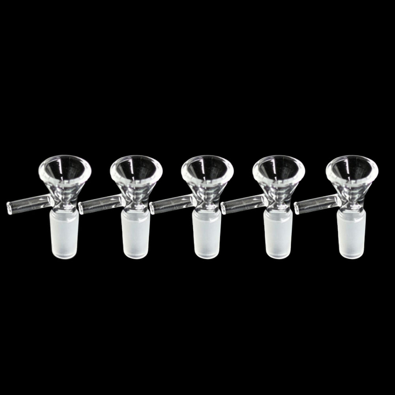 14mm Male Hand Blown Glass Bowl with Handle Clear Herb Slide for for Rigs & Bongs Replacement Water Pipe Accessory for Outdoor