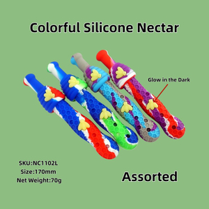 Portable Assorted Color Unbreakable Heat Resistant Non-Stick Bee & Honeycomb Silicone Nectar Collector Honey Straw Dab Straw Kit Wax Collector Kit