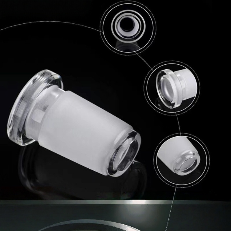 Heat Resistant Frosted 14mm Female to 18mm Male Standard Borosilicate Glass Joint Adapter Converter for Bongs and Pipes with Travel Plastic Box