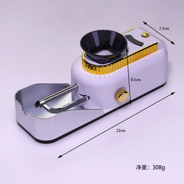 Premium Electric Cigarette Rolling Machine Automatic Tobacco Injector Adjustable Tightness DIY Cigarette Maker with Elegant Purple & Gold Design for Smooth and Consistent Rolls