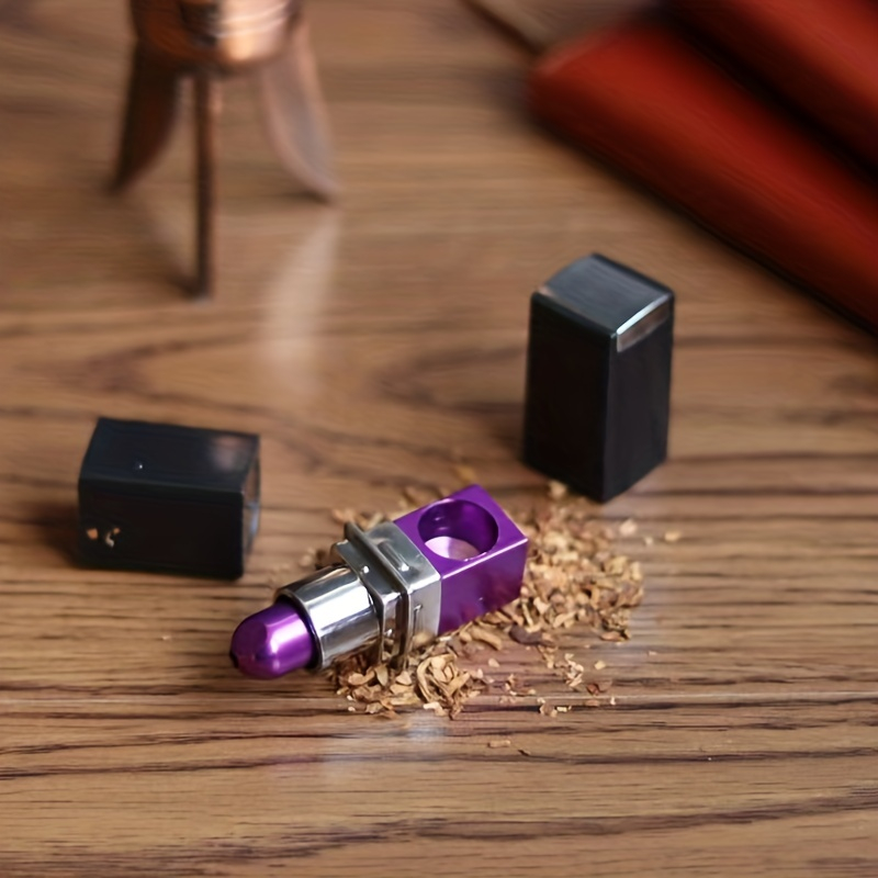 Lipstick Shaped Metal Smoking Pipe Novelty Discreet Tobacco Hand Pipe Unique Mechanic Themed Gift for Smokers