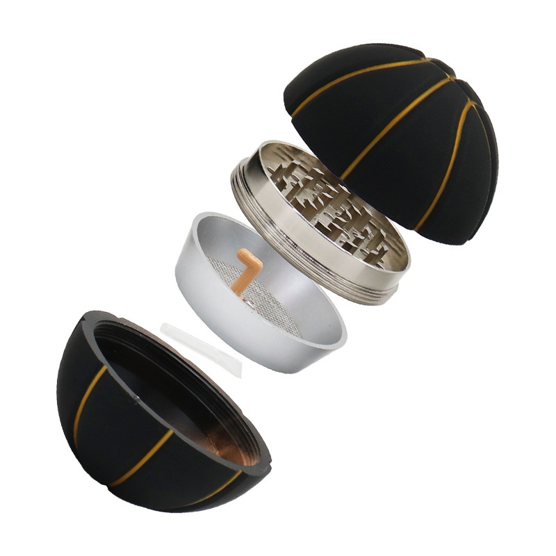 Basketball Herb Grinder 2.83" 4 Piece Sports Themed Spice & Tobacco Grinder with Sharp Metal Teeth Portable Novelty Grinder for Dry Herbs