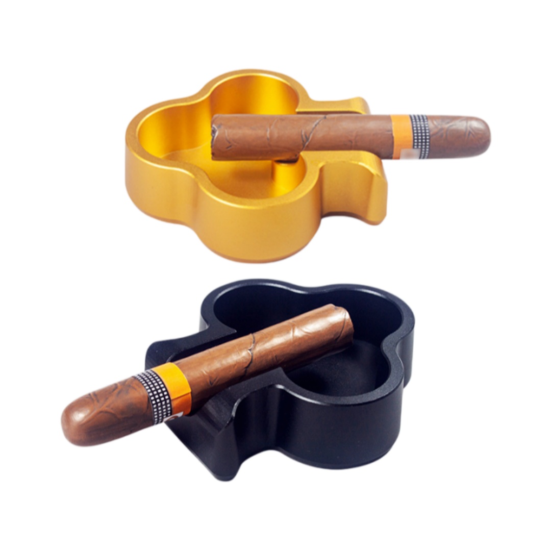 110mm Diameter Portable Luxury CNC Anodized Aluminum Poker Club Shaped Cigar Ashtray for Homr Office Cigar Gifts