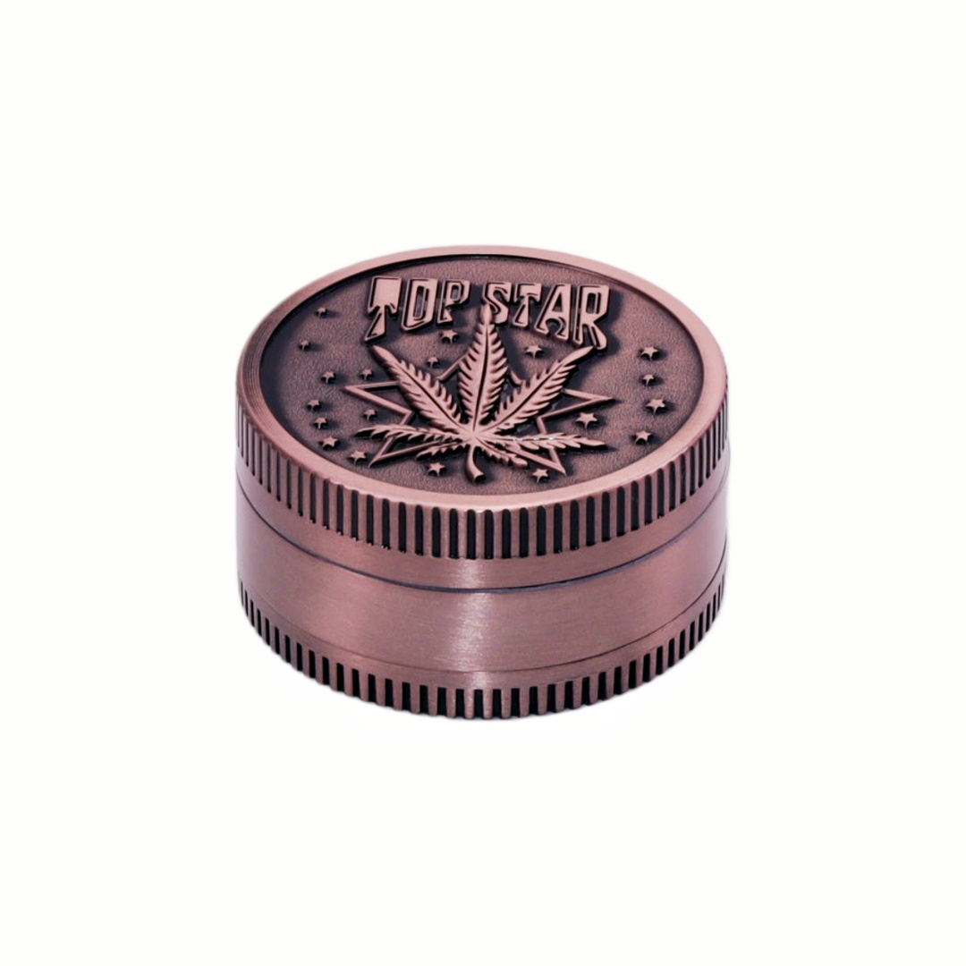 Pop Star Design Grinder Vintage Herb Grinder with Leaf Design Zinc Alloy Weed Grinder for Smoking 4 Layer Tobacco Grinder with Magnetic Lid 
