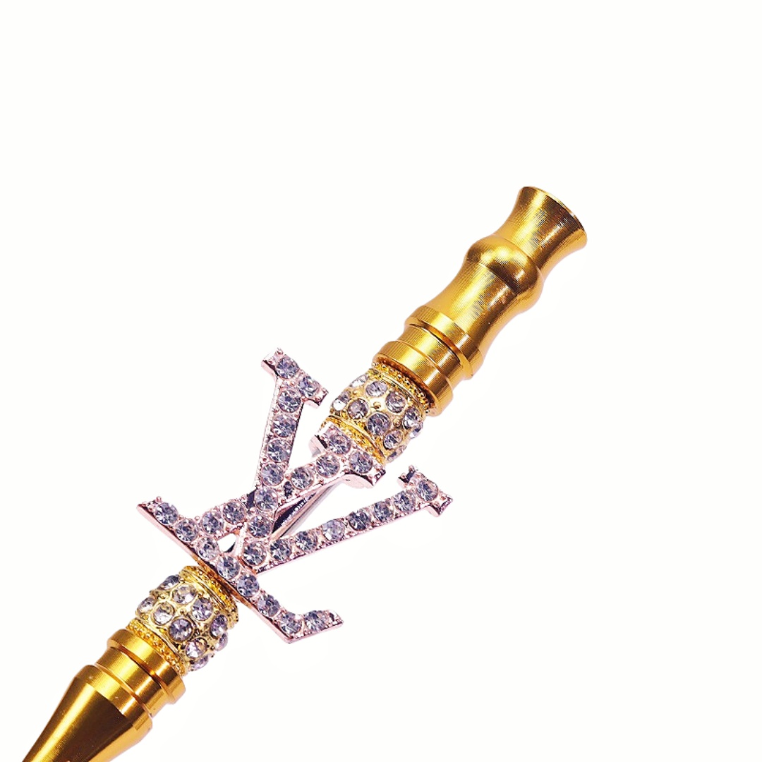 LV Decorative Hookah Mouthpiece LOUIS VUITTON Metal Hookah Tip with Crystals Ornate Hookah Mouthpiece Fashion Hookah Accessories