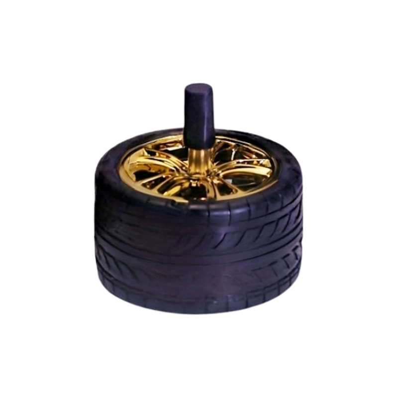 4" Diameter Smokeless Push Type Spinning Car Wheel Ashtray Press to Rotate Tire Ashtray for Home & Office