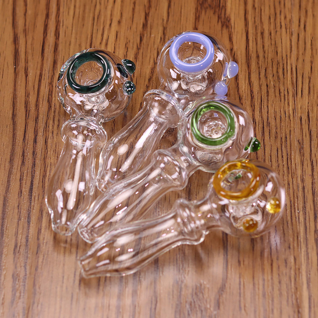 4 Inch Handheld Borosilicate Glass Hand Pipe with Colored Bowl Decoration for smoking 