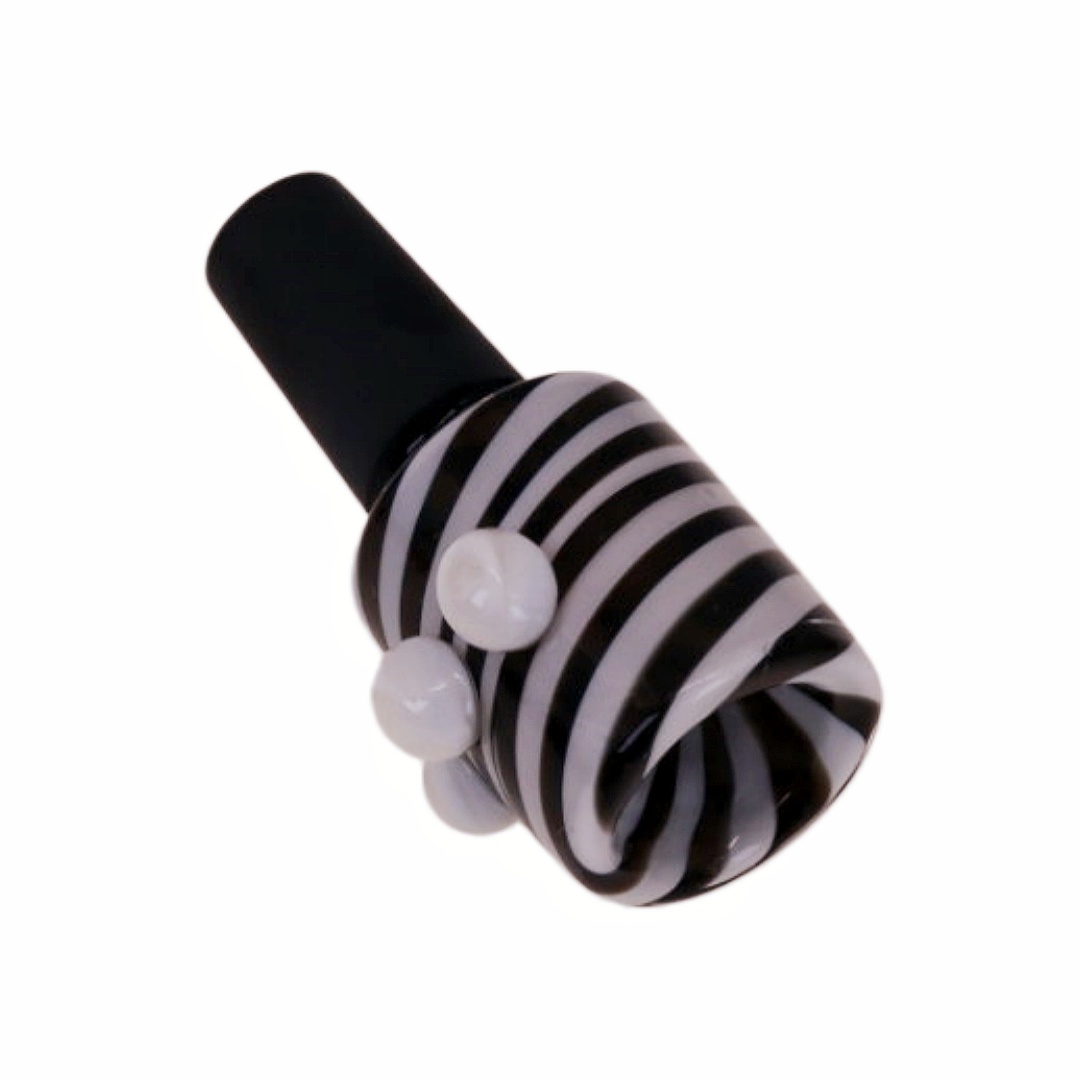 Hand Blown Colorful 14mm Male Joint Wig Wag Striped Glass Bowl for Glass Bongs Durable Smoking Water Pipe Accessory