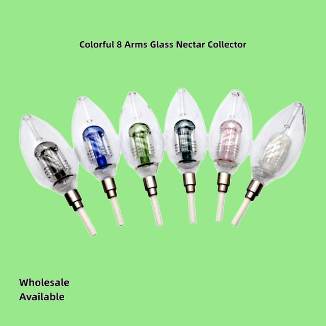 Colorful 8 Arms Percolator Glass Nectar Collector Portable Mini Dab Straw with Titanium Tip Multi-Color Concentrate Collector Kit