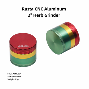 Shaper 2.0” Rasta 4 Layer Solid Aluminum Sharp Teeth Tobacco Spice Herb Grinder Handmuller Crusher Shredder