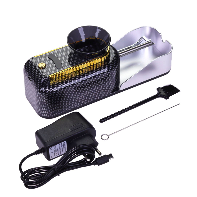 Premium Electric Cigarette Rolling Machine Automatic Tobacco Injector Adjustable Tightness DIY Cigarette Maker with Elegant Purple & Gold Design for Smooth and Consistent Rolls