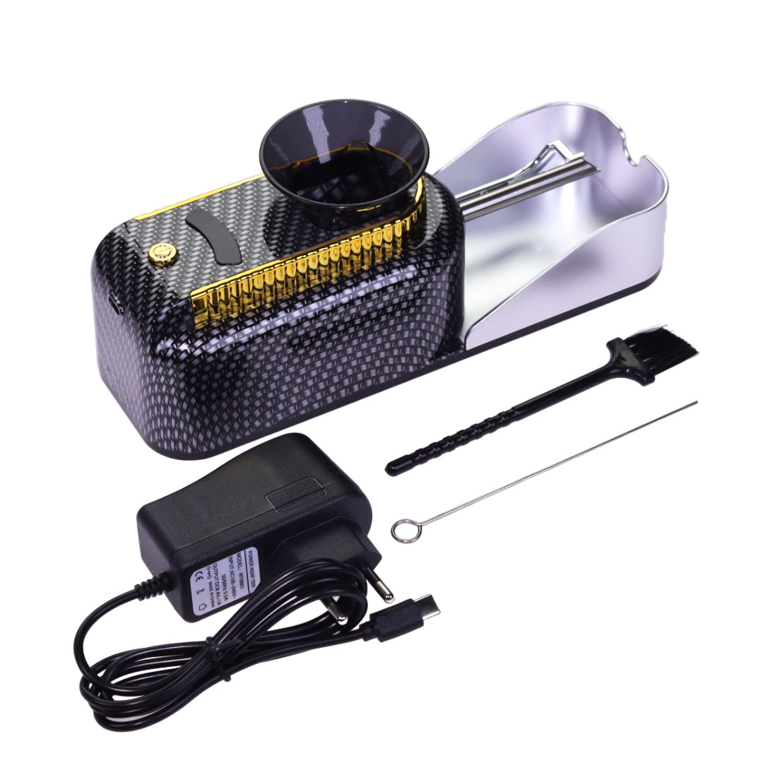 Premium Electric Cigarette Rolling Machine Automatic Tobacco Injector Adjustable Tightness DIY Cigarette Maker with Elegant Purple & Gold Design for Smooth and Consistent Rolls