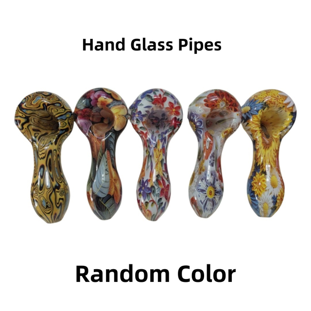 Portable Colorful Water Transfer Printing Glass Pipe Creative Art Pattern Design Glass Smoking Pipe for Tobacco Use