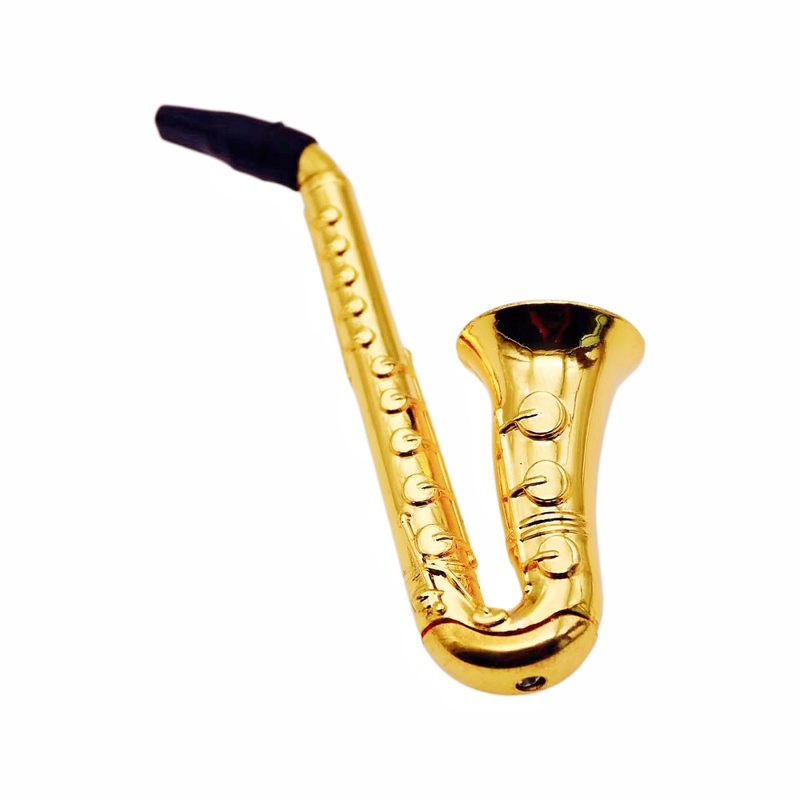 Saxphone Shaped Metal Smoking Pipe Novelty Discreet Tobacco Hand Pipe Unique Mechanic Themed Gift for Smokers