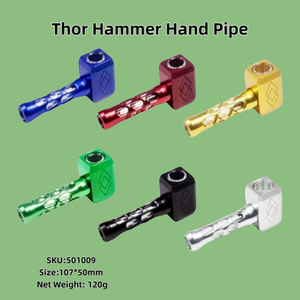 4.13 Inch Multi Color Optional Removable and Easy-to-clean Explosion Proof Glass Core Thor Hammer Shaped Aluminum CNC Tobacco Pipes With Pipe Screens And Pipe Cleaners