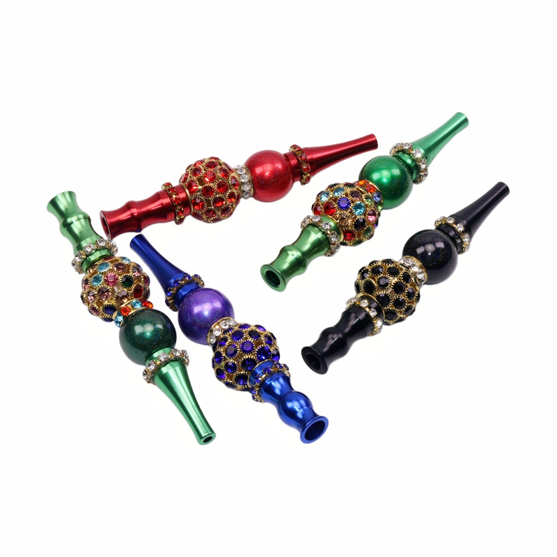 Luxury Rhinestone Hookah Tips Glitter Ball Metal Mouthpiece Decorative Shisha Nargila Hose Nozzle Hookah Tips Hookah Mouthpiece Shisha Accessories Nargila Hose Tip