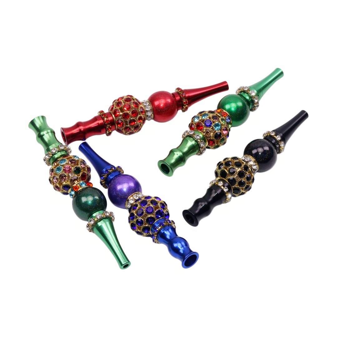 Luxury Rhinestone Hookah Tips Glitter Ball Metal Mouthpiece Decorative Shisha Nargila Hose Nozzle Hookah Tips Hookah Mouthpiece Shisha Accessories Nargila Hose Tip