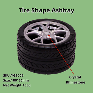 4" Diameter Novelty Auto Tire Decor Ashtray With Crystal Rhinestone for Home & Office