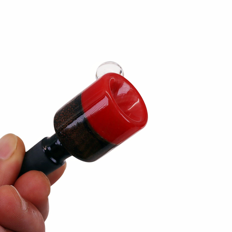 14mm Male Joint Hand Blown Two-Tone Color Block Glass Bong Bowl with Marble Handle With Marble Knot Replacement Bowl Piece for Water Pipes