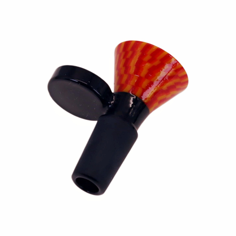 14mm Male Woven Texture Pattern Glass Bowl with Handle Glass Herb Slide for Water Pipe Universal Replacement Bowl