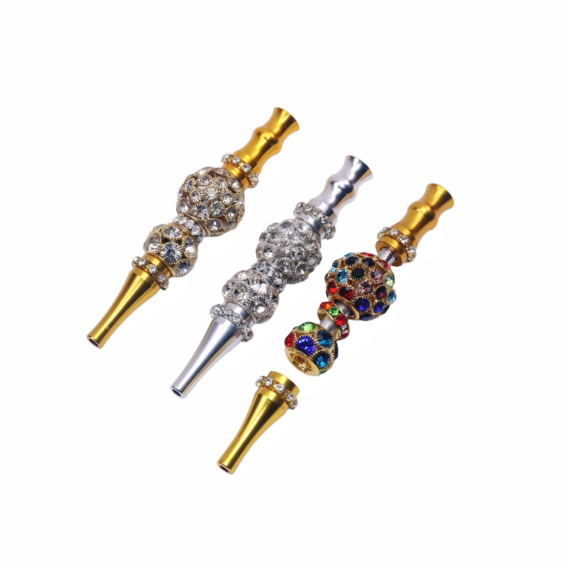 Sparkly Rhinestone Mouthpiece for Hookah Bling Bling Crystal Shisha Pipe Fashion Metal Blunt Holder for Party Bar Hookah Tips