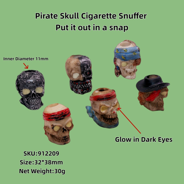 2 Pack Resin Gothic Skull Snuffer Novelty Cigarette Snuffer Extinguisher Skull Smoking Accessories Cigarette Butt