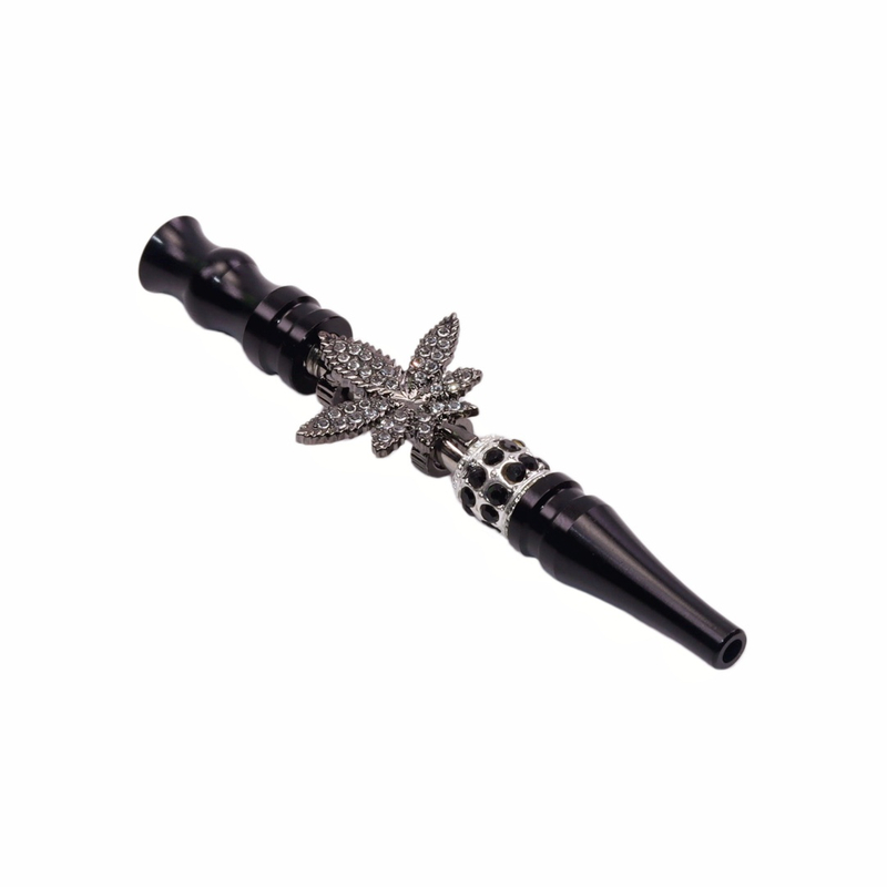Sparkly Rhinestone Leaf Hookah Mouthpiece Bling Bling Hookah Tips Metal Blunt Holder for Party Bar