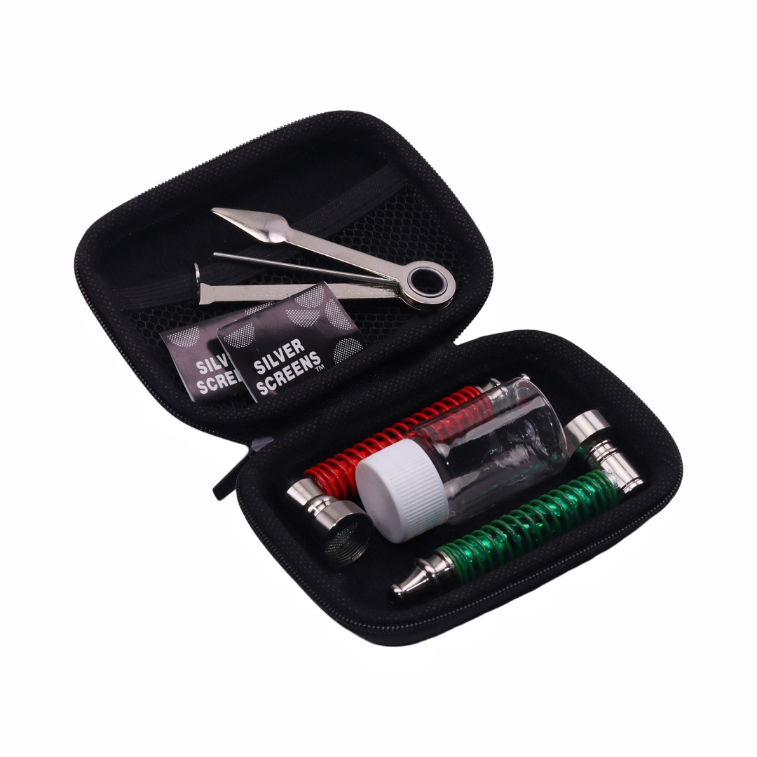 5pcs Glitter Spring Metal Tobacco Pipe 3-in-1 Multi-Function Tool Travel Smoking Pipe Kit