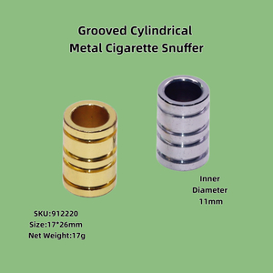 2 Pack Gold/Silver Ribbed Cylindrical Cigarette Snuffer Grooved Metal Extinguisher Home & Bar Smoking Accessory