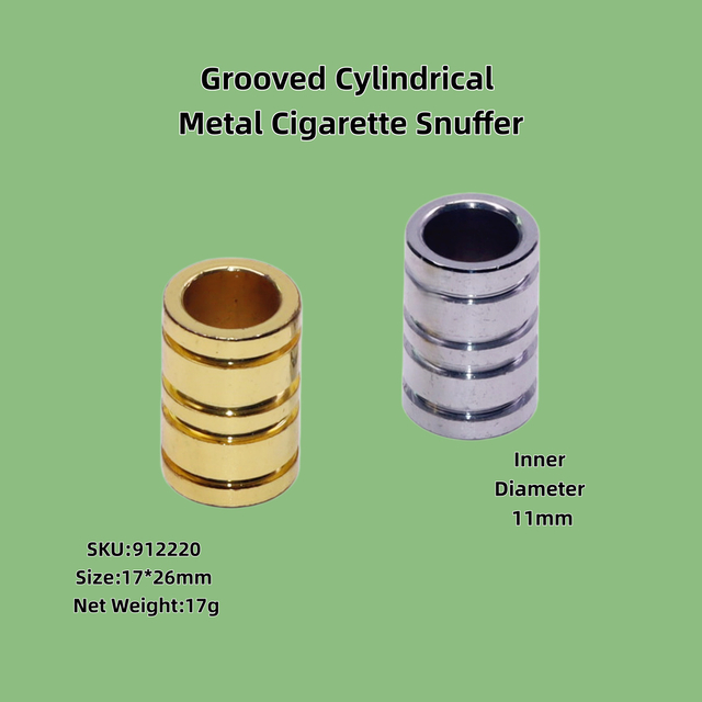2 Pack Gold/Silver Ribbed Cylindrical Cigarette Snuffer Grooved Metal Extinguisher Home & Bar Smoking Accessory